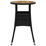 HKH Mesa de Jardín Ø60x75 Cm Madera de Acacia y Mimbre Pe - Negro