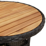 HKH Mesa de Jardín Ø60x75 Cm Madera de Acacia y Mimbre Pe - Negro