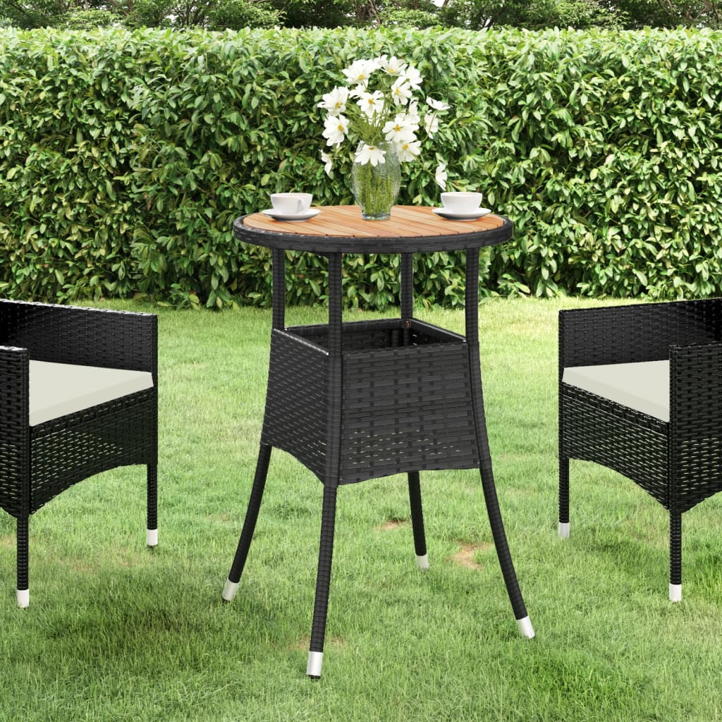 HKH Mesa de Jardim Ã˜60x75 Cm Madeira de Acácia e Vime Pe - Preto