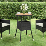 HKH Mesa de Jardín Ø60x75 Cm Madera de Acacia y Mimbre Pe - Negro
