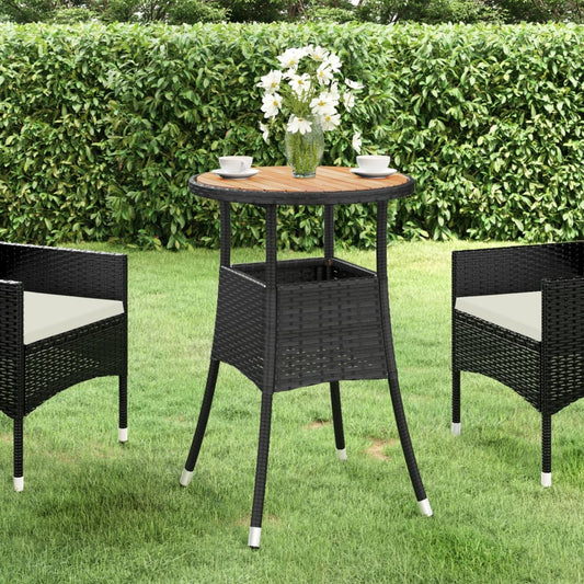 HKH Mesa de Jardim Ã˜60x75 Cm Madeira de Acácia e Vime Pe - Preto
