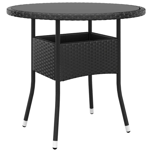 HKH Mesa de Jardim Ã˜80x75 Cm Vidro Temperado e Vime Pe - Preto