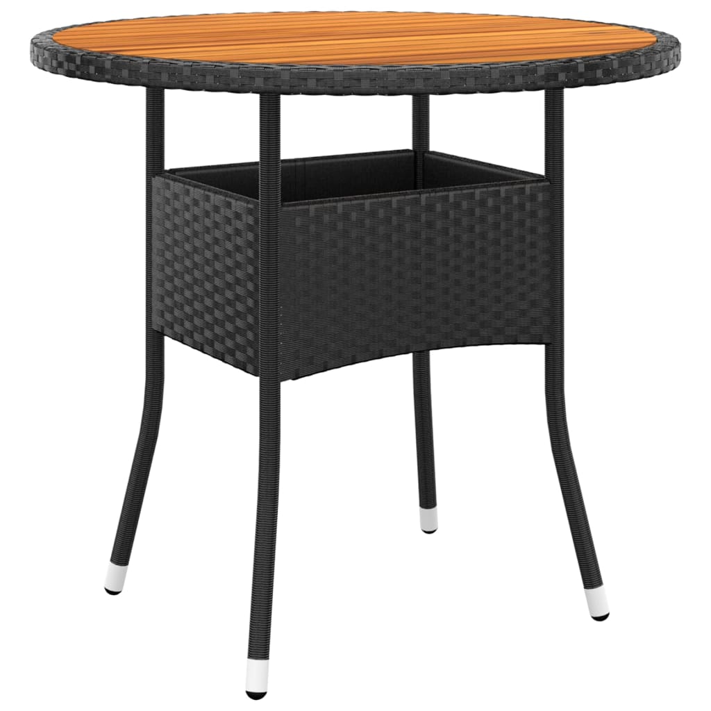 HKH Mesa de Jardim Ã˜80x75 Cm Madeira de Acácia e Vime Pe - Preto