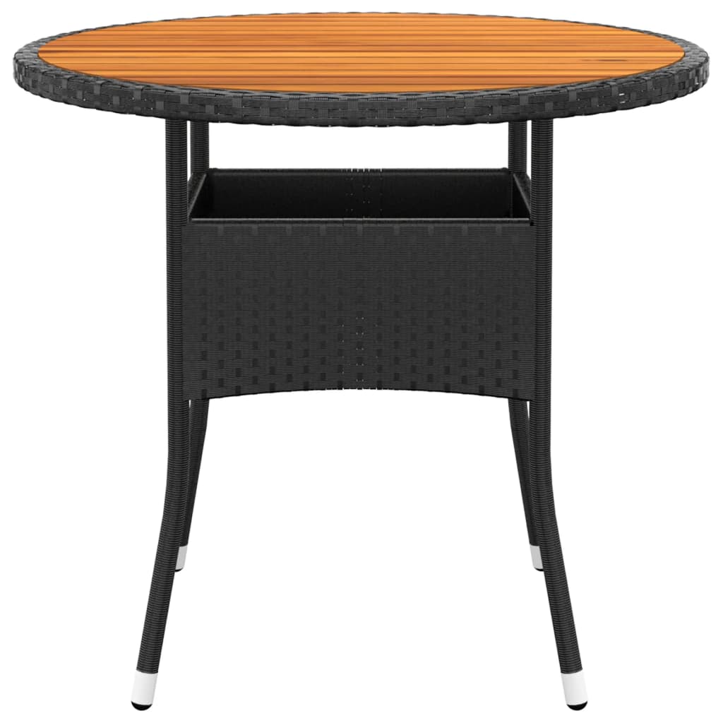 HKH Mesa de Jardim Ã˜80x75 Cm Madeira de Acácia e Vime Pe - Preto