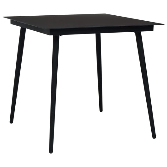 HKH Mesa de Jantar para Jardim Aço e Vidro - Preto