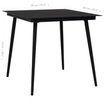 HKH Mesa de Jantar para Jardim Aço e Vidro - Preto