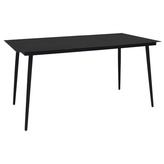 HKH Mesa de Jantar para Jardim Aço e Vidro - Preto