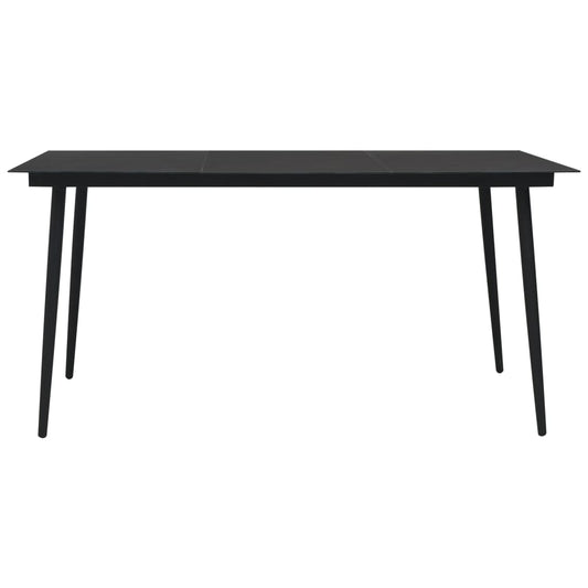 HKH Mesa de Jantar para Jardim Aço e Vidro - Preto