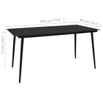 HKH Mesa de Jantar para Jardim Aço e Vidro - Preto