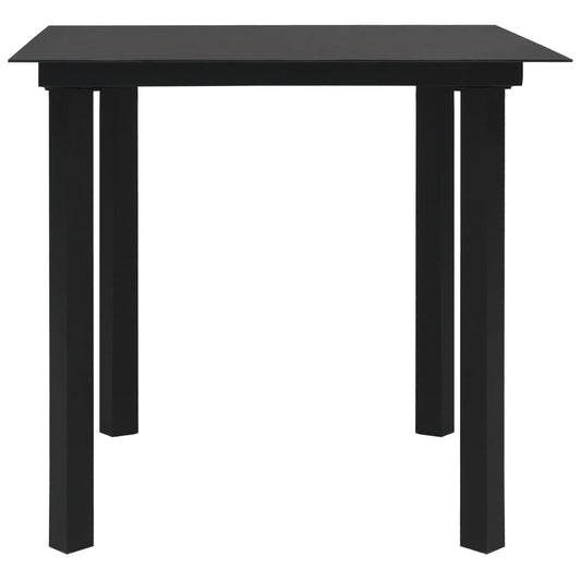 HKH Mesa de Jantar para Jardim Aço e Vidro - Preto