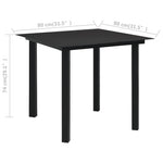 HKH Mesa de Jantar para Jardim Aço e Vidro - Preto