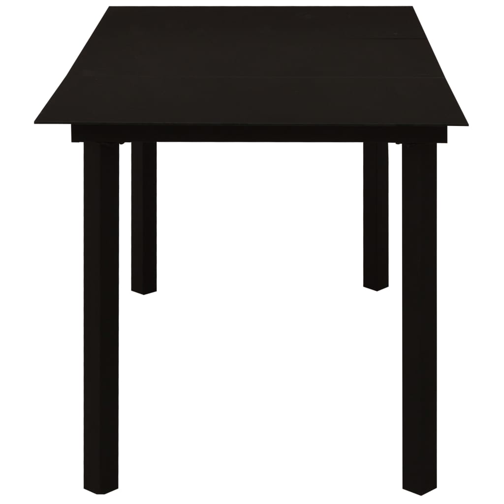 HKH Mesa de Jantar para Jardim Aço e Vidro - Preto