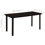 HKH Mesa de Jantar para Jardim Aço e Vidro - Preto