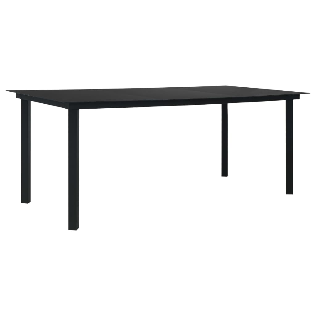 HKH Mesa de Jantar para Jardim Aço e Vidro - Preto