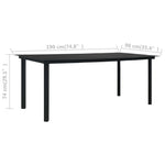 HKH Mesa de Jantar para Jardim Aço e Vidro - Preto