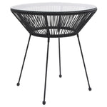HKH Mesa de Jantar para Jardim Ã˜70x74 Cm Vime e Vidro - Preto