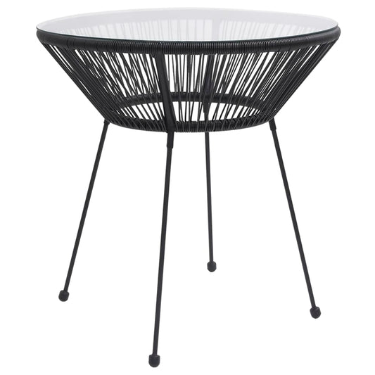 HKH Mesa de Jantar para Jardim Ã˜70x74 Cm Vime e Vidro - Preto