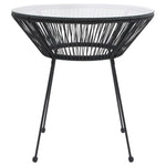 HKH Mesa de Jantar para Jardim Ã˜70x74 Cm Vime e Vidro - Preto