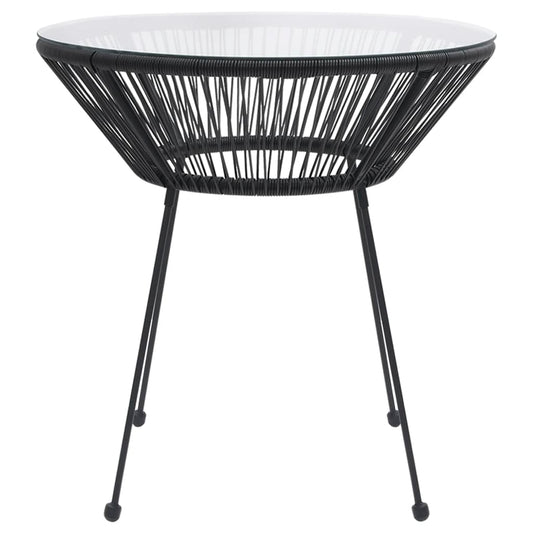 HKH Mesa de Jantar para Jardim Ã˜70x74 Cm Vime e Vidro - Preto