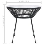 HKH Mesa de Jantar para Jardim Ã˜70x74 Cm Vime e Vidro - Preto
