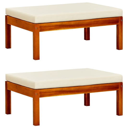 HKH Apoios de Pés para Jardim 2 Pcs Madeira de Acácia Maciça - Creme