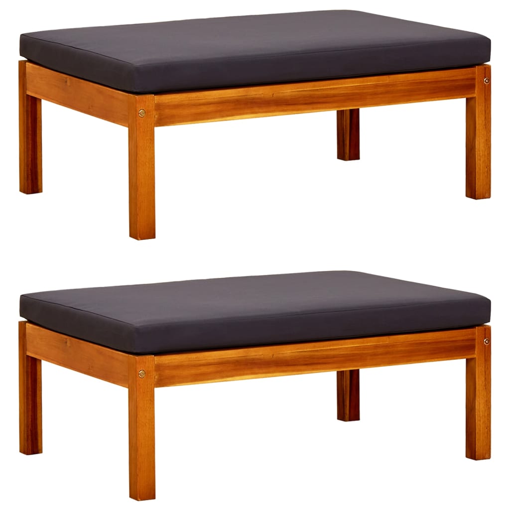 HKH Apoios de Pés para Jardim 2 Pcs Madeira de Acácia Maciça - Cinzento