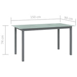 HKH Mesa de Jardim em Alumínio e Vidro -claro - Cinzento