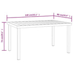 HKH Mesa de Jardim 140x90x74 Cm Alumínio e Wpc - Preto