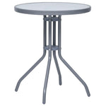 HKH Mesa de Jardim 60 Cm Aço e Vidro -claro - Cinzento