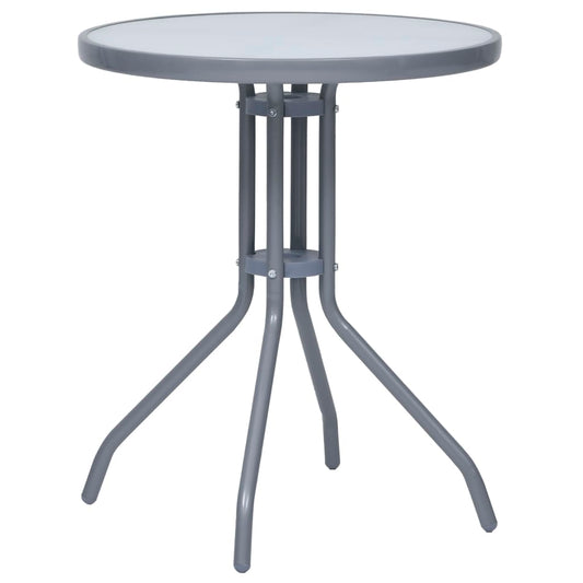 HKH Mesa de Jardim 60 Cm Aço e Vidro -claro - Cinzento