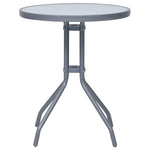 HKH Mesa de Jardim 60 Cm Aço e Vidro -claro - Cinzento