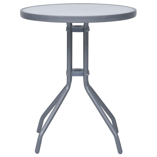 HKH Mesa de Jardim 60 Cm Aço e Vidro -claro - Cinzento