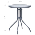 HKH Mesa de Jardim 60 Cm Aço e Vidro -claro - Cinzento