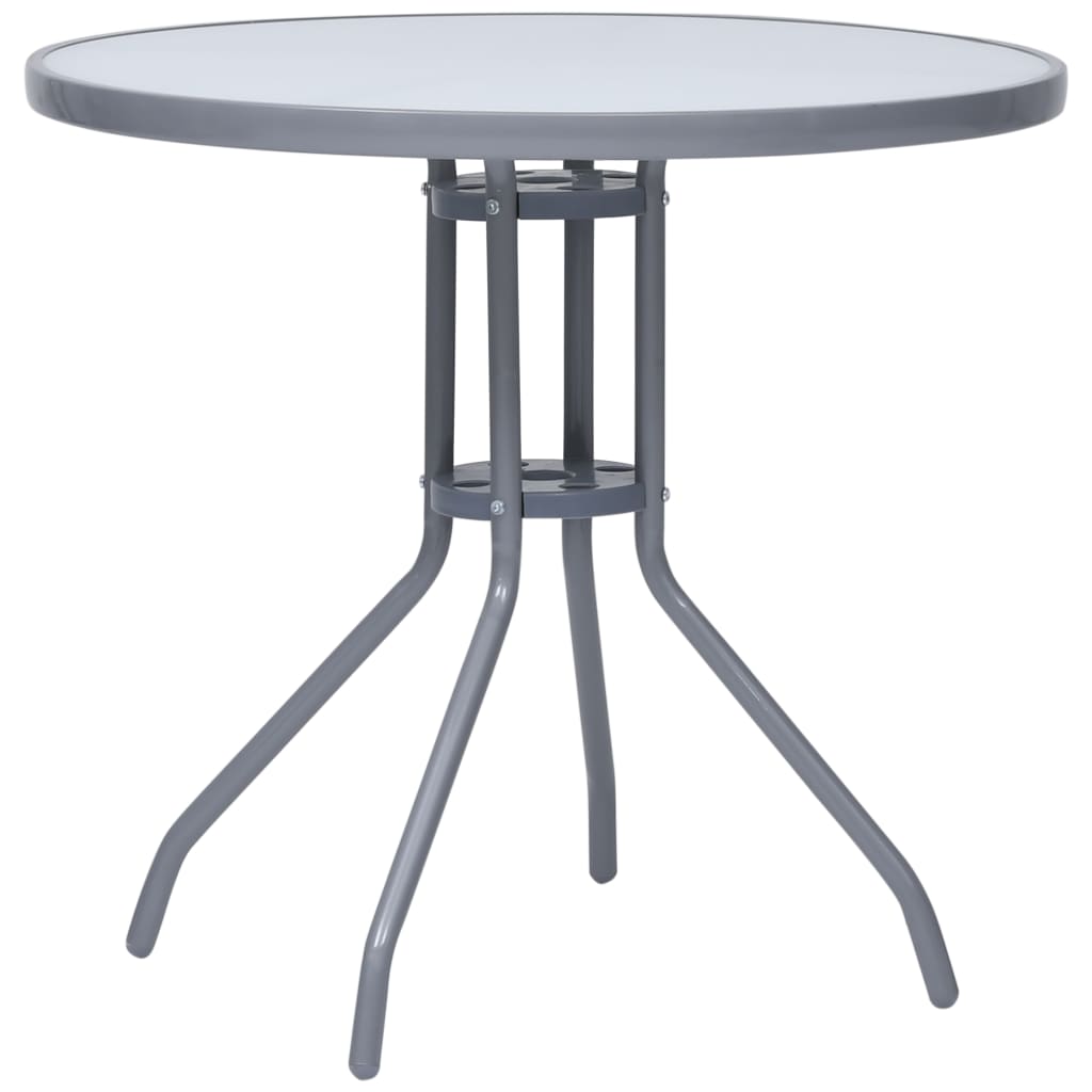 HKH Mesa de Jardim 80 Cm Aço e Vidro -claro - Cinzento