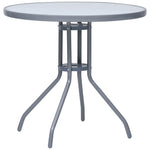 HKH Mesa de Jardim 80 Cm Aço e Vidro -claro - Cinzento