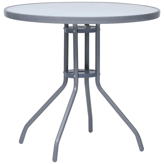 HKH Mesa de Jardim 80 Cm Aço e Vidro -claro - Cinzento
