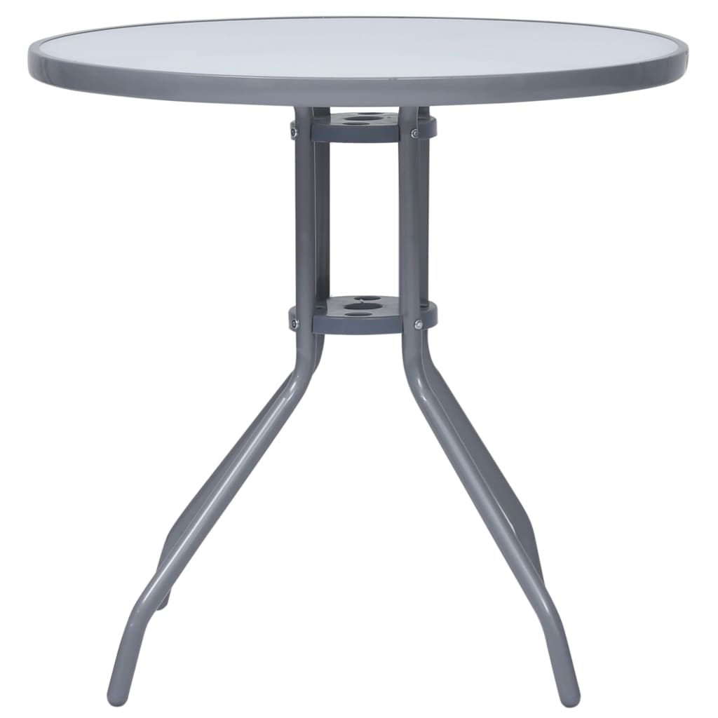 HKH Mesa de Jardim 80 Cm Aço e Vidro -claro - Cinzento