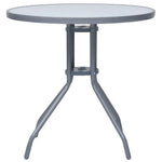 HKH Mesa de Jardim 80 Cm Aço e Vidro -claro - Cinzento