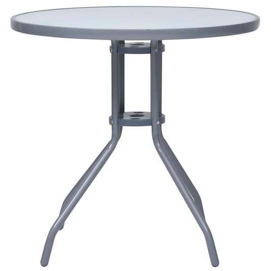 HKH Mesa de Jardim 80 Cm Aço e Vidro -claro - Cinzento