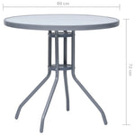 HKH Mesa de Jardim 80 Cm Aço e Vidro -claro - Cinzento