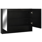 Armario con espejo HKH de baño con LED de MDF - 80x15x60 cm - Negro