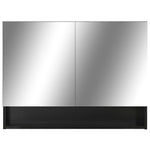 Armario con espejo HKH de baño con LED de MDF - 80x15x60 cm - Negro