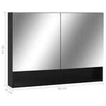 Armario con espejo HKH de baño con LED de MDF - 80x15x60 cm - Negro