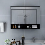 Armario con espejo HKH de baño con LED de MDF - 80x15x60 cm - Negro