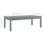 HKH Mesa de Centro 100x50x33 Cm Madeira de Acácia Maciça - Cinzento