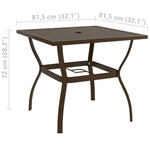 HKH Mesa de Jardim 81,5x81, Aço Castanho - Marrom