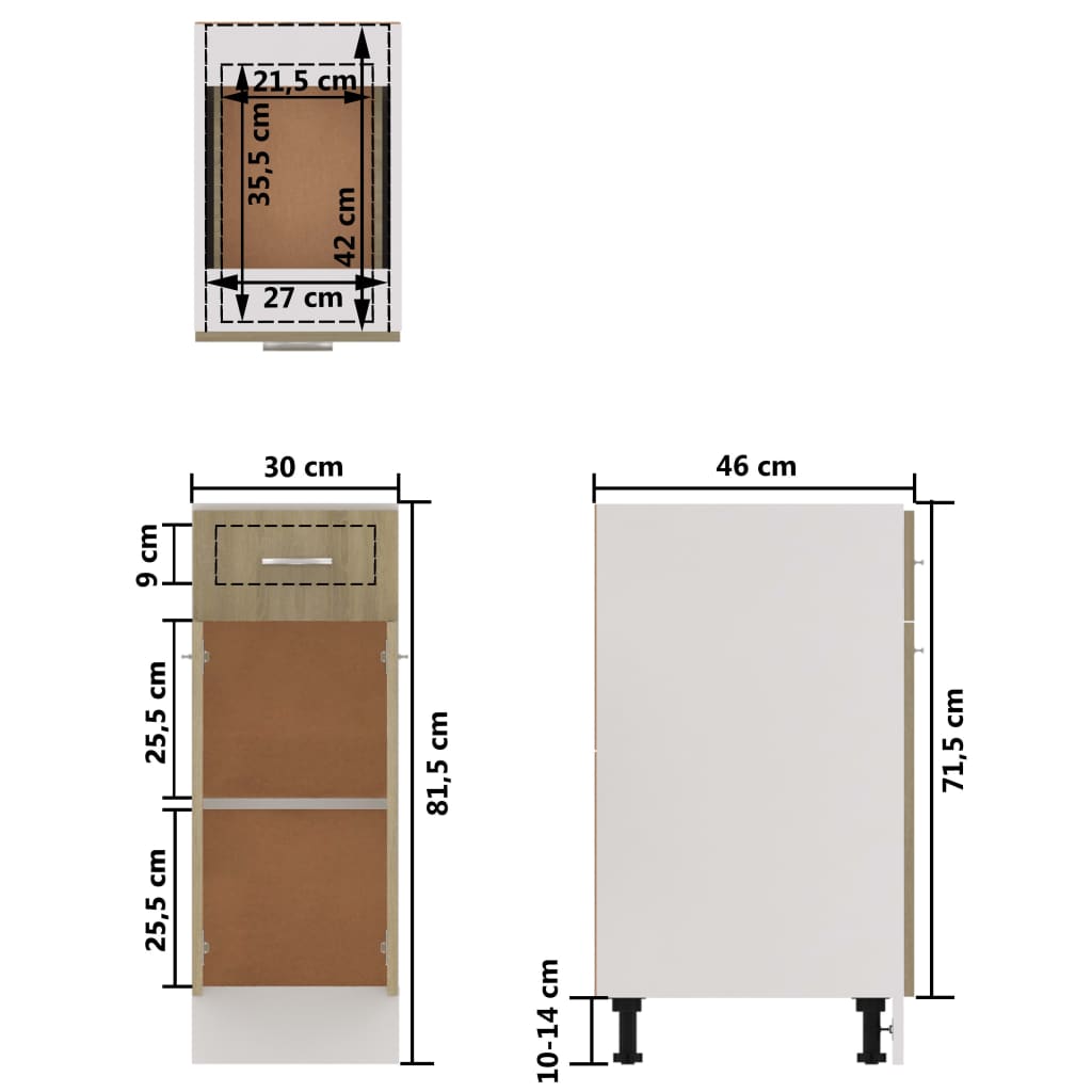 HKH Mueble Bajo C/Cajones Lyon en Roble