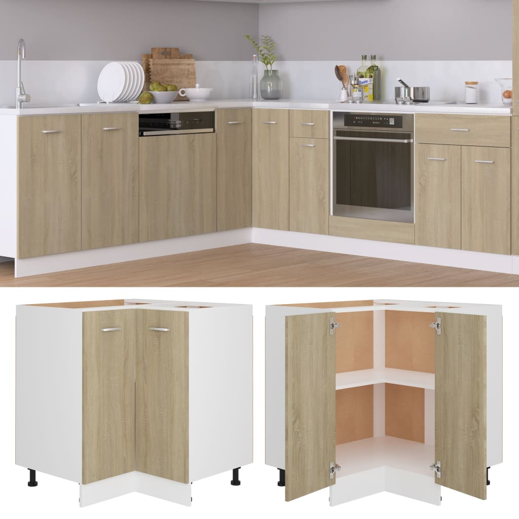 HKH Mueble Bajo de Esquina Lyon en Roble - 75,5x75,5x81,5cm