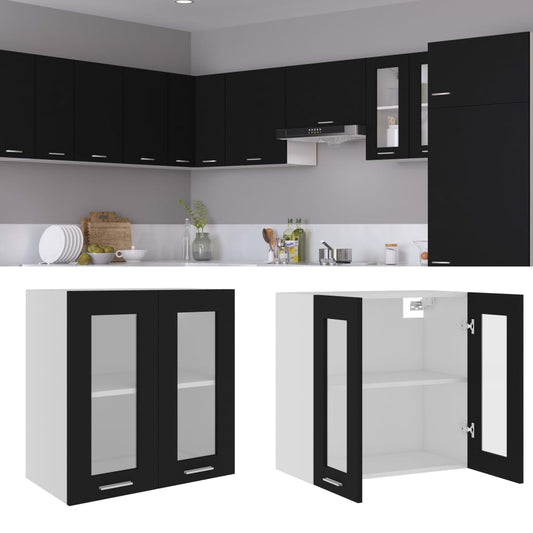 HKH Armário de Parede C/ em Vidro Lyon - 60x31x60 Cm - Preto