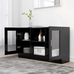 HKH Armário Vitrine Moderno em Madeira Processada, Vidro 120 X 30,5 X 70 Cm - Preto